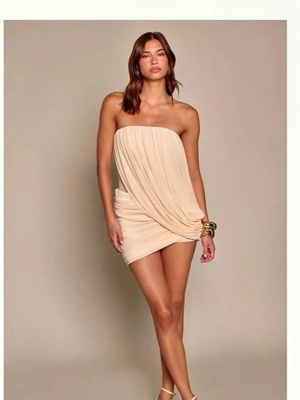 Selfie Leslie Mars Draped Strapless Mini Dress Pink